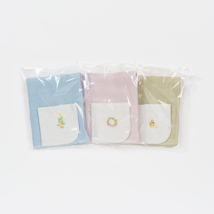 ガーゼハンカチ　クリスマス限定柄　リース