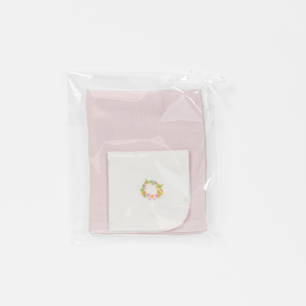 ガーゼハンカチ　クリスマス限定柄　リース