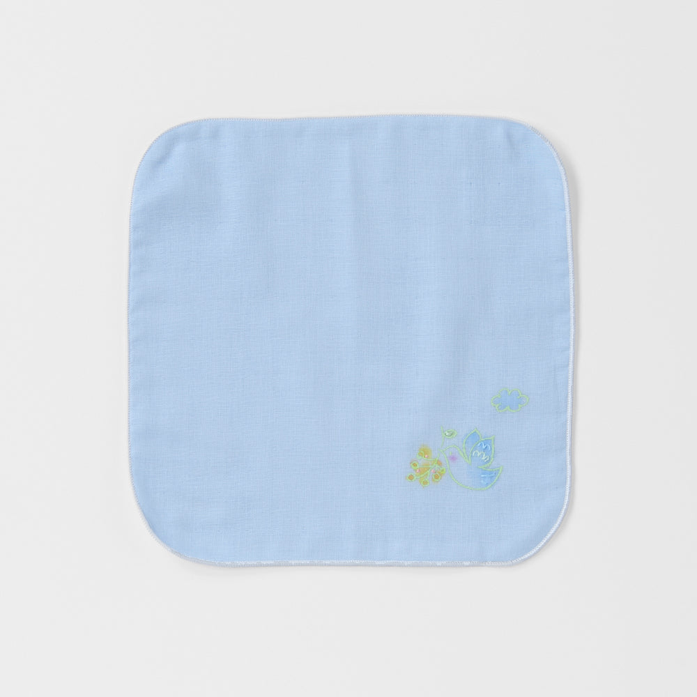 ガーゼハンカチ　手描＆手刺繍<br>peace