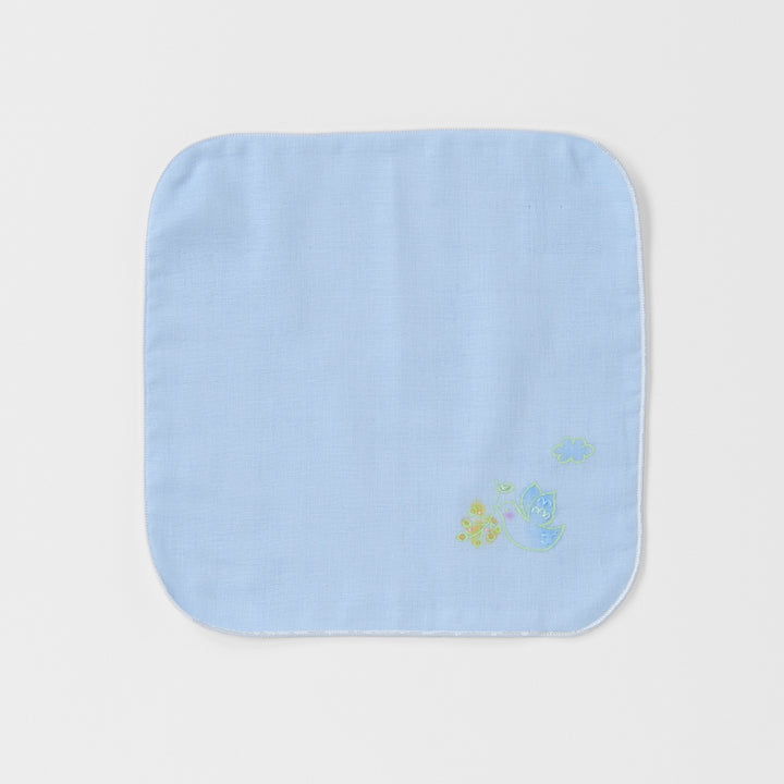 ガーゼハンカチ　手描＆手刺繍<br>peace