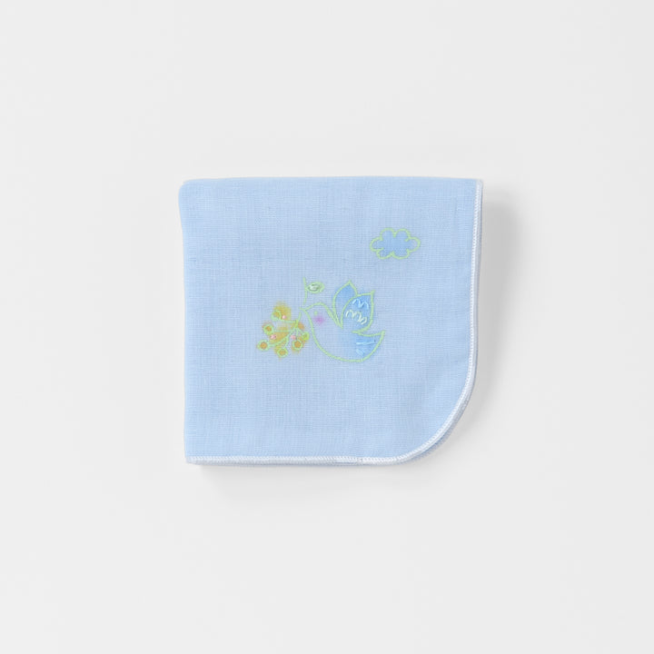 ガーゼハンカチ　手描＆手刺繍<br>peace