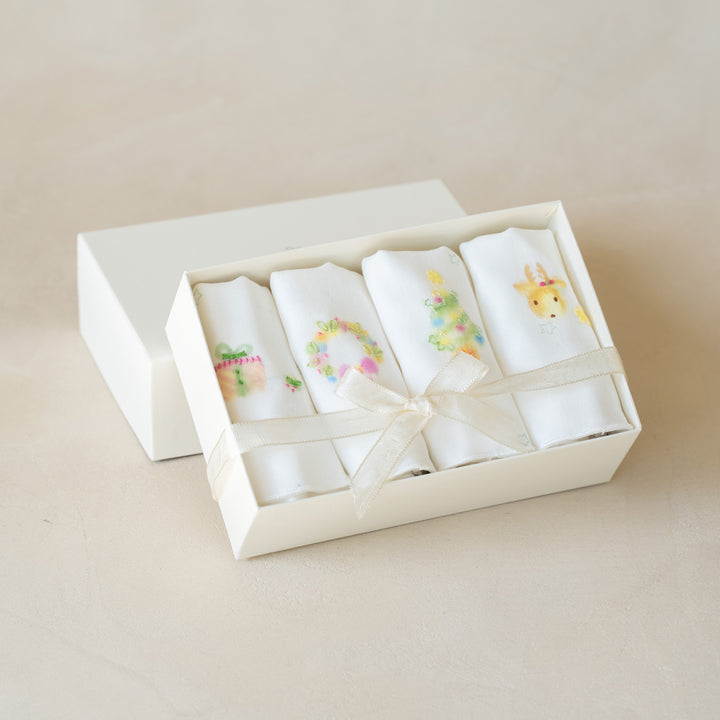 ガーゼハンカチ　クリスマス限定柄　リース