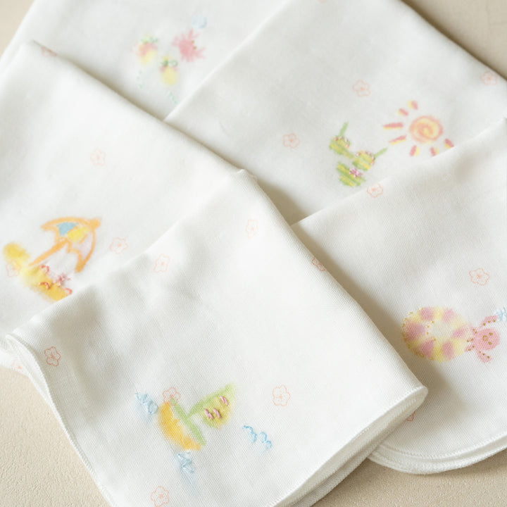 夏限定柄<br>ガーゼハンカチ　手描手刺繍