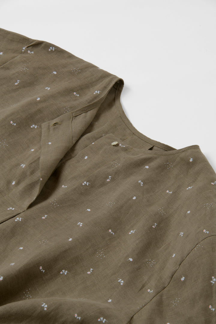 French sleeve shirt cotton linen dark blue 