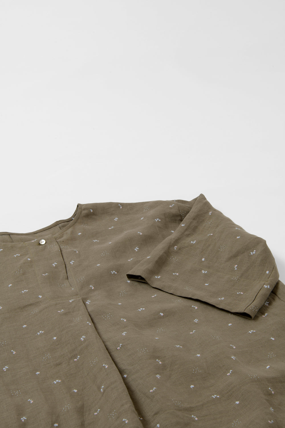 French sleeve shirt cotton linen dark blue 