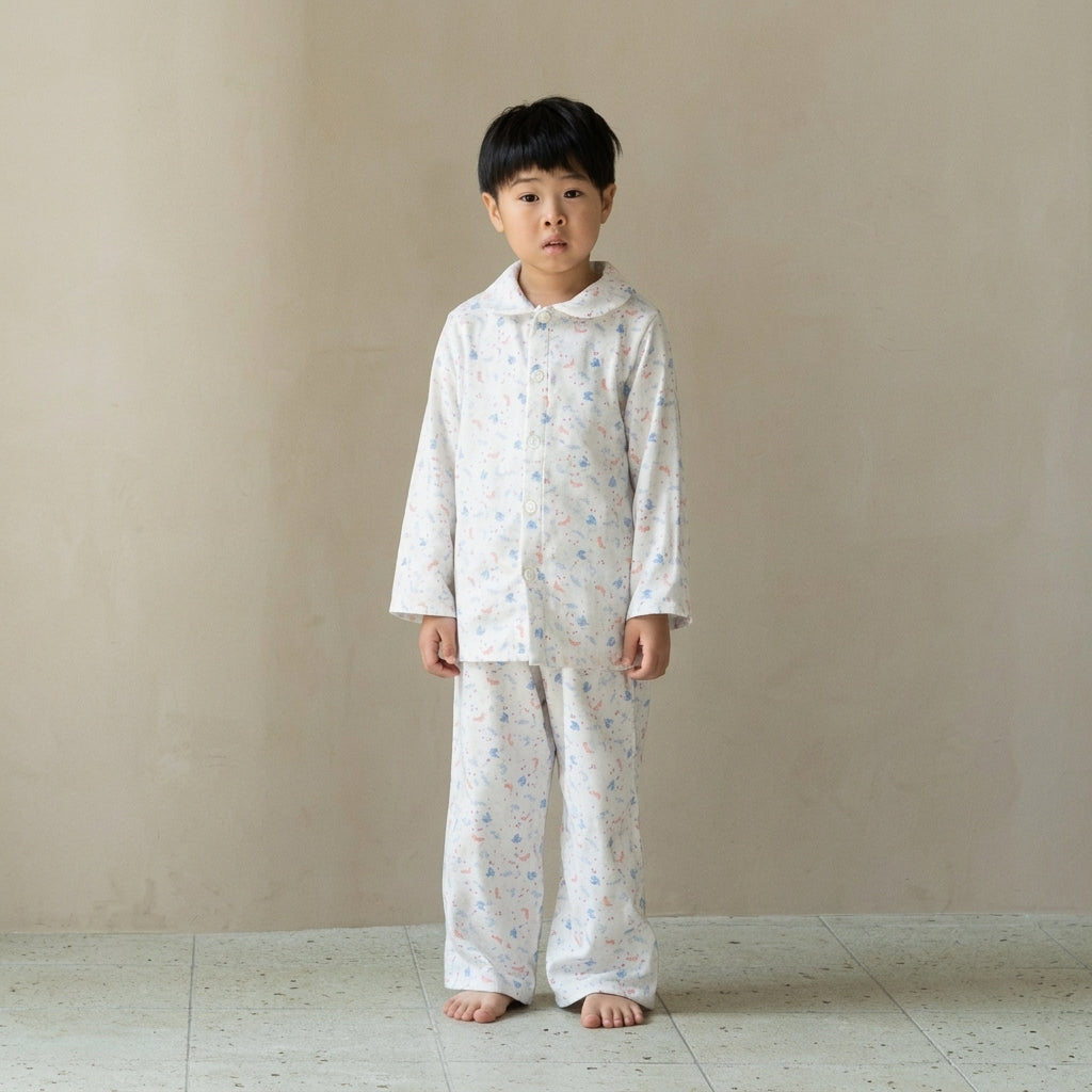 あたたかいガーゼパジャマ　ネイビー<br>110-140cm