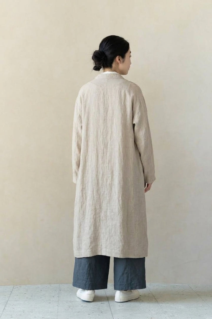 ロングカーディガン<br>麻<br>生成