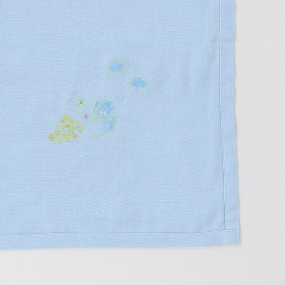 ガーゼブランケット　手描＆刺繍<br>peace