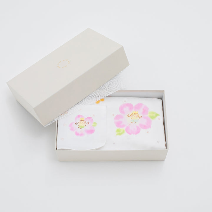 ガーゼブランケット＆ハンカチ<br>手描ひめ