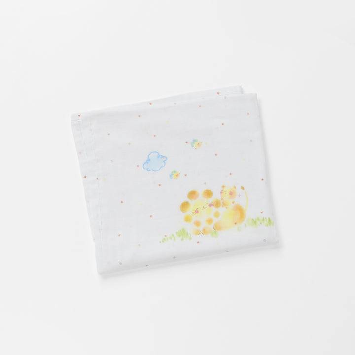 ガーゼブランケット　手描らいおん親子