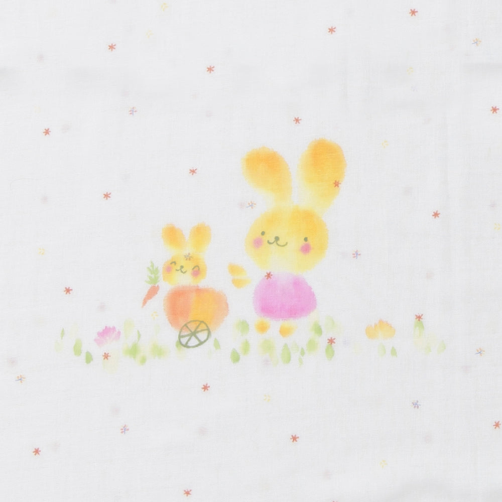 ガーゼブランケット<br>手描うさぎ親子