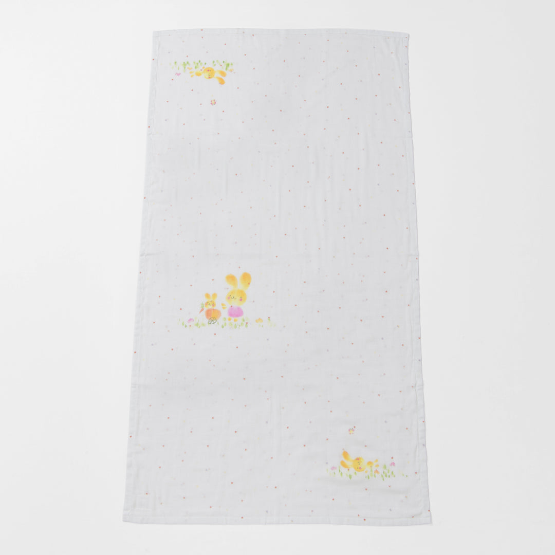 ガーゼブランケット<br>手描うさぎ親子