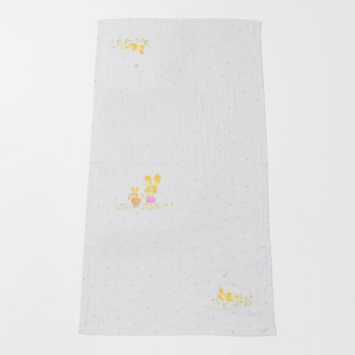 ガーゼブランケット<br>手描うさぎ親子