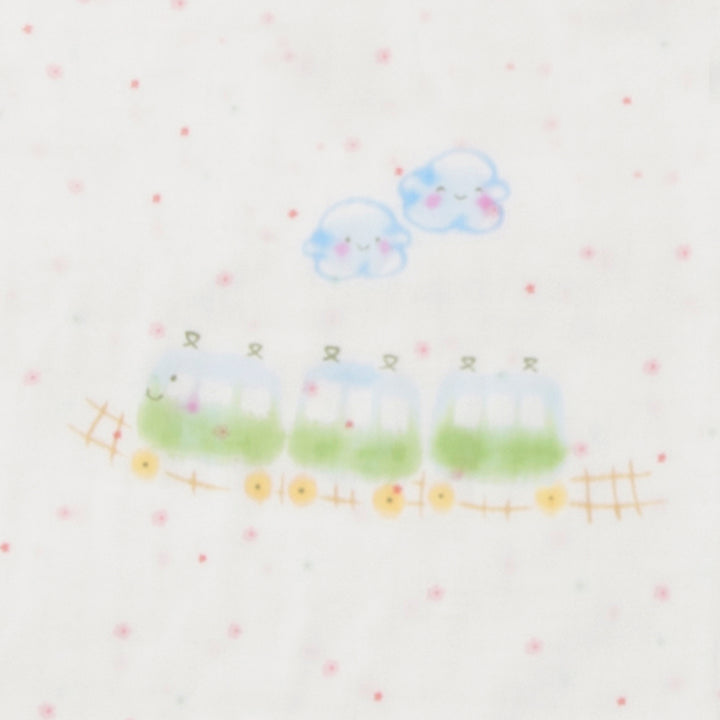 ガーゼブランケット　手描電車