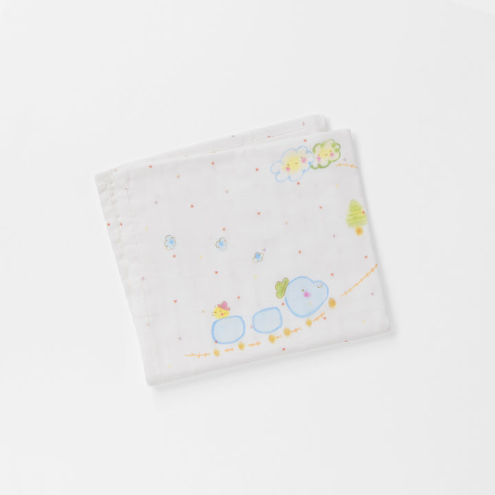 ガーゼブランケット　手描汽車くん