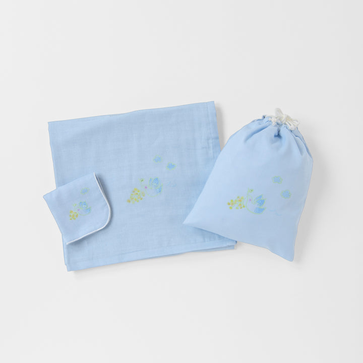 ガーゼハンカチ　手描＆手刺繍<br>peace