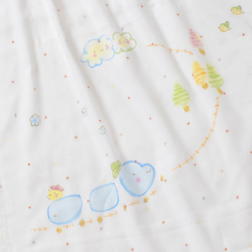 ガーゼブランケット　手描汽車くん