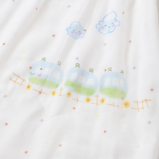 ガーゼブランケット　手描電車