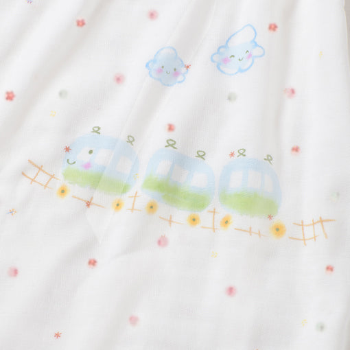 ガーゼブランケット　手描電車