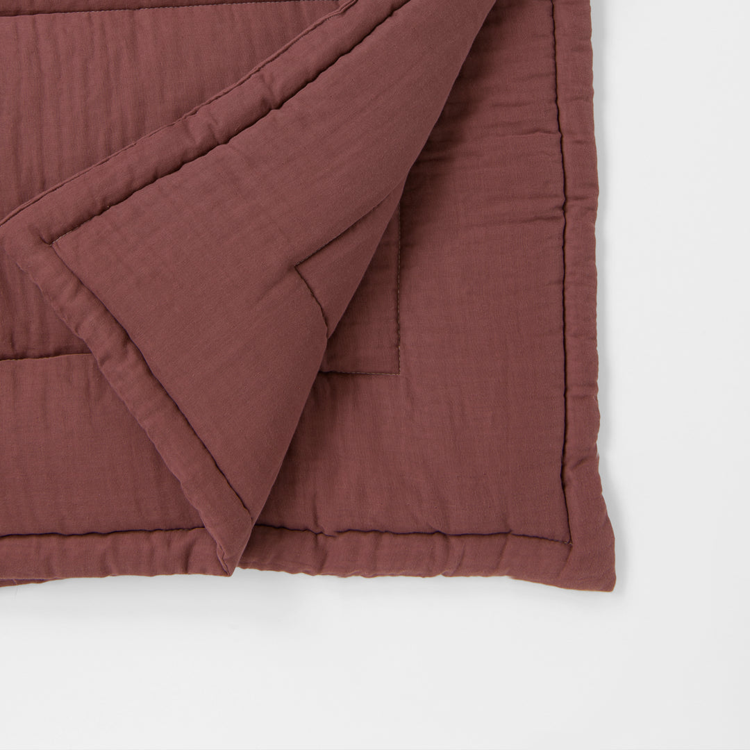 綿入りガーゼ布団＆枕カバー<br>綿ワッシャー<br>ブラウン