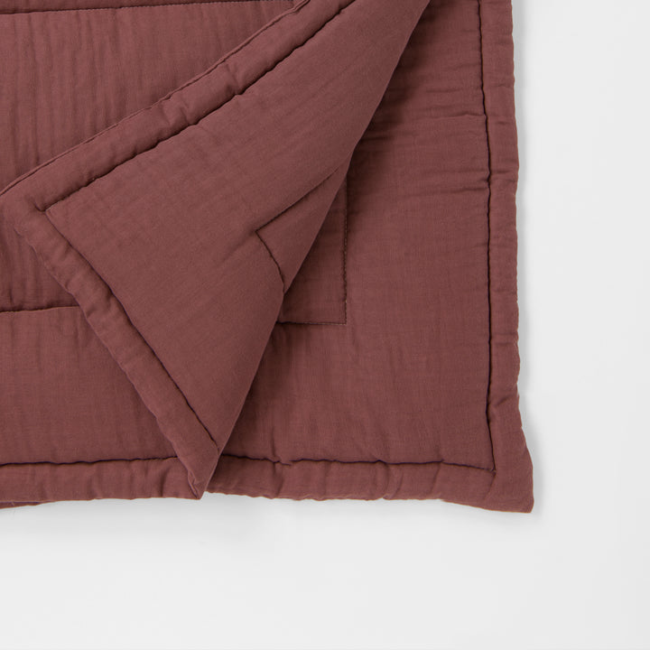 綿入りガーゼ布団＆枕カバー<br>綿ワッシャー<br>ブラウン