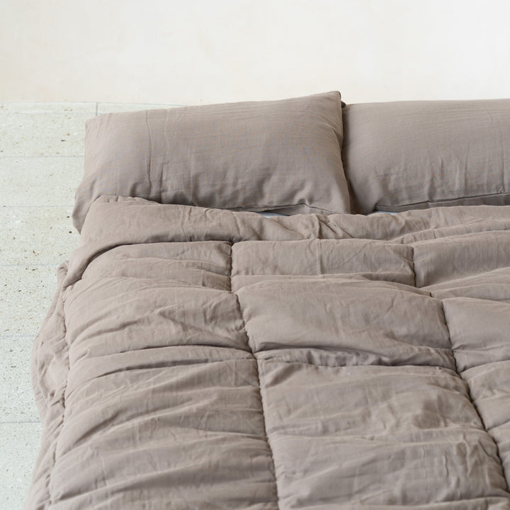 薄綿布団　ブラウングレー