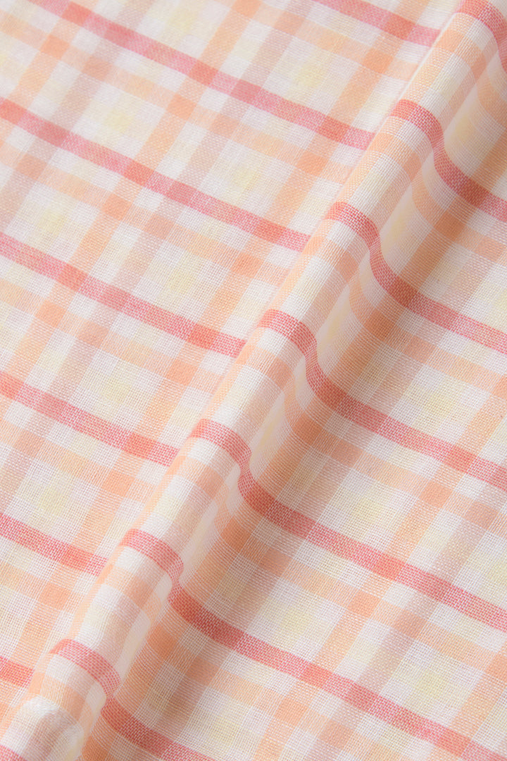 バルーンスリーブスモックワンピース<br>レディス<br>ピンクチェック