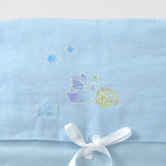 布団カバー＆ベビー枕<br>手描＆手刺繍peace