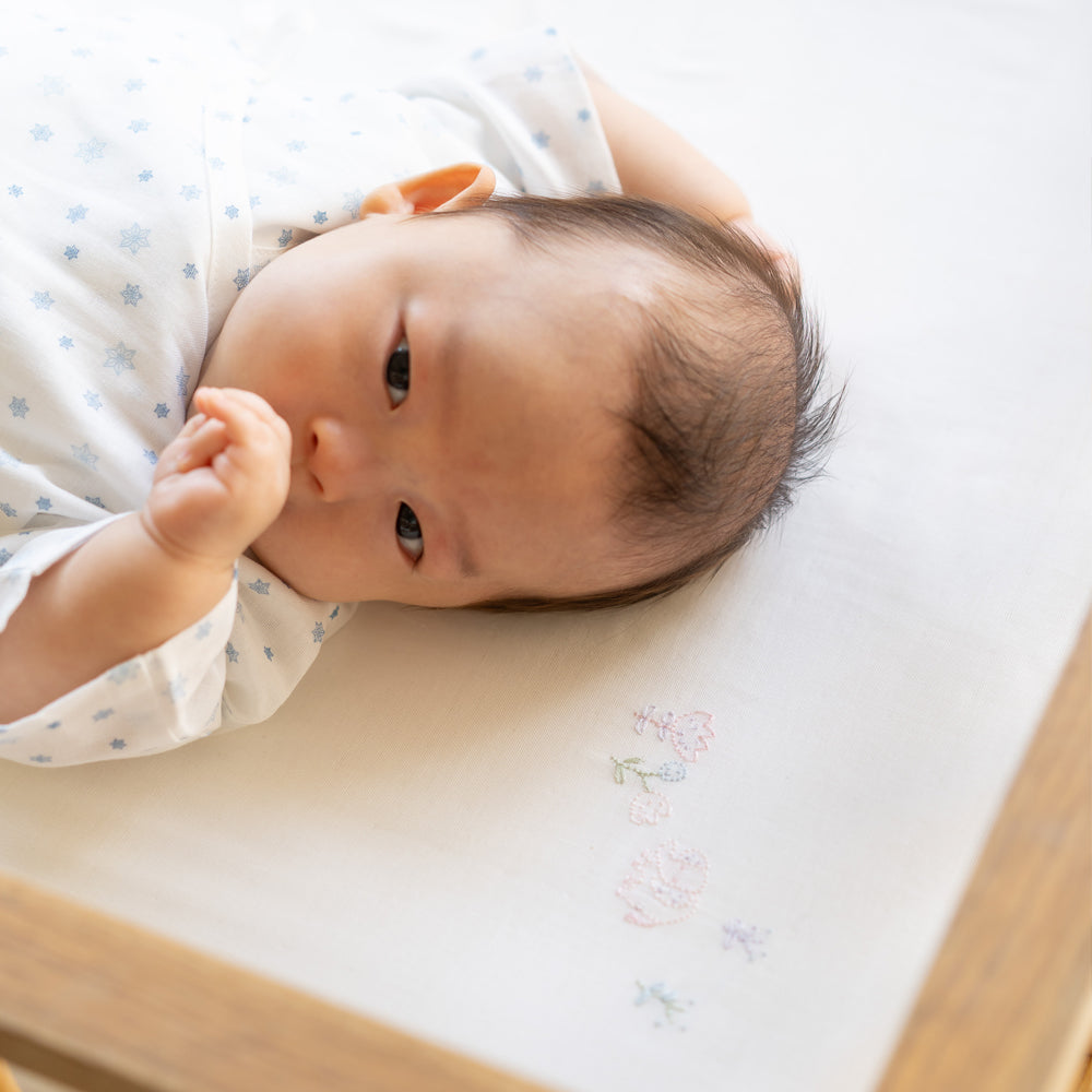 baby fitted sheet hand embroidery baby elephant 