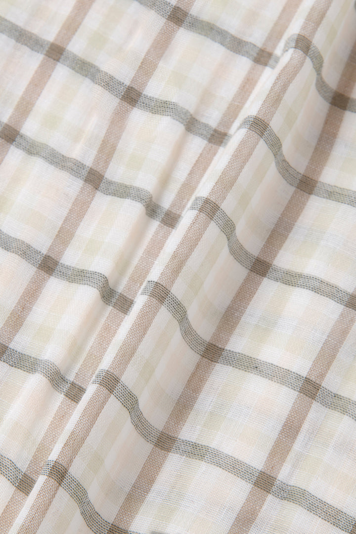 バルーンスリーブスモックワンピース<br>レディス<br>ブラウンチェック