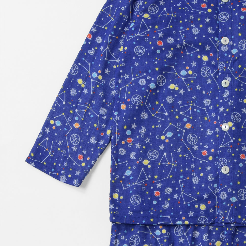 新品★PG GAUZE ピージーガーゼ★ガーゼパジャマ 宇宙　150cm ブルー ピージーガーゼ｜ガーゼパジャマ 宇宙B150cm – PG GAUZE