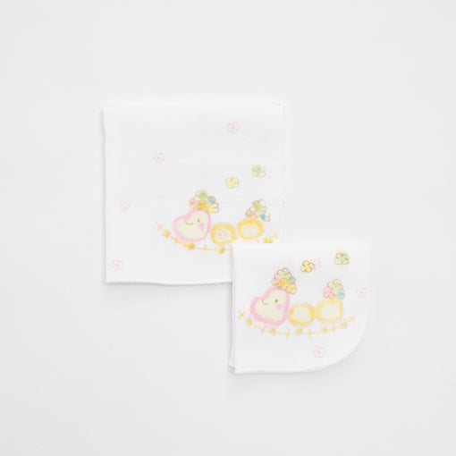 ガーゼハンカチ　手描汽車さん