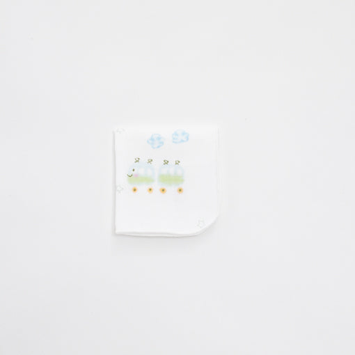 ガーゼハンカチ　手描電車