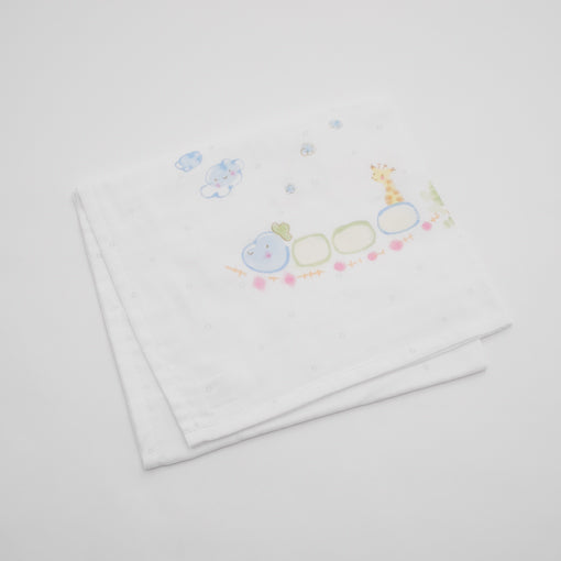 ガーゼブランケット　手描汽車くん