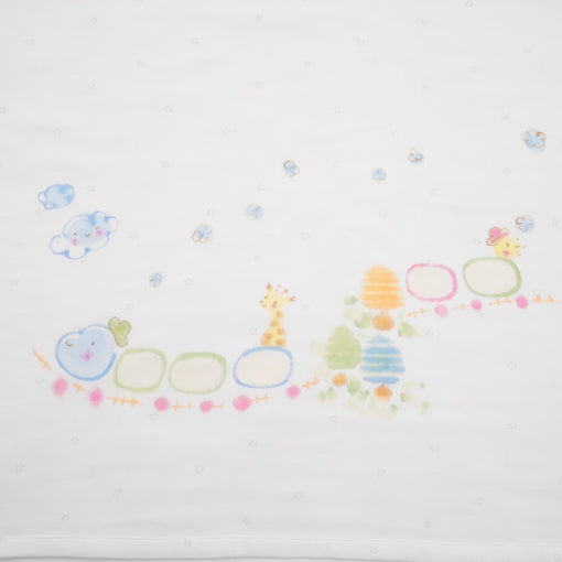 ガーゼブランケット　手描汽車くん