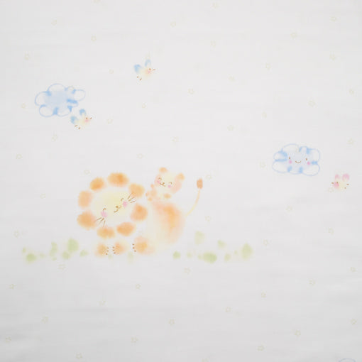 ガーゼブランケット　手描らいおん親子