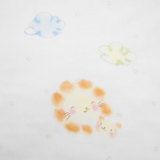 ガーゼブランケット　手描らいおん親子