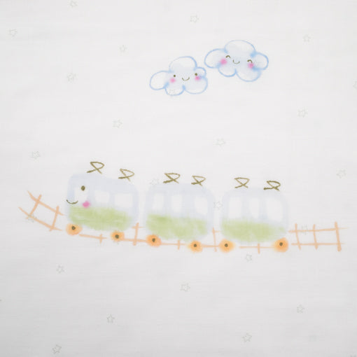 ガーゼブランケット　手描電車