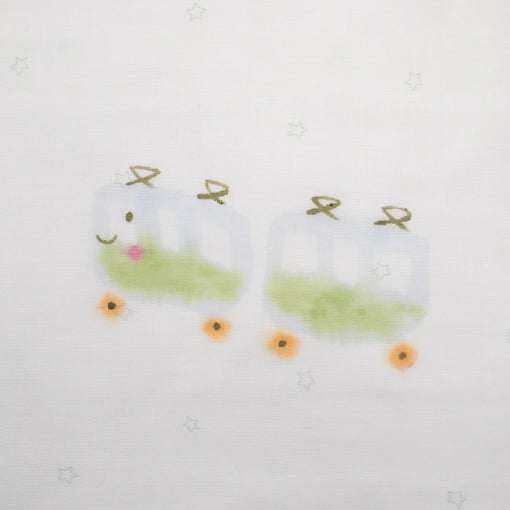 ガーゼブランケット　手描電車