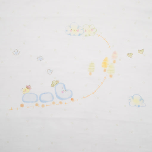 ガーゼブランケット　手描汽車くん