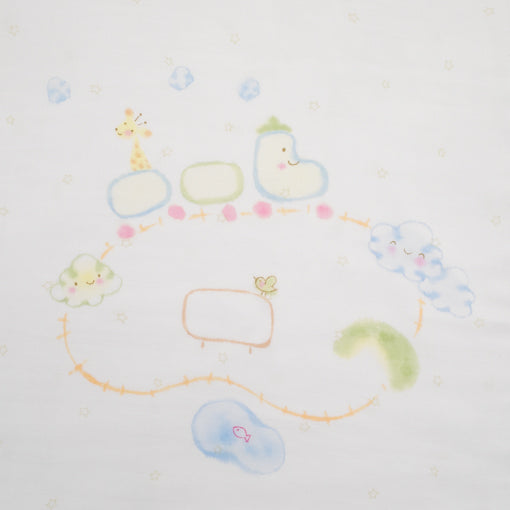ガーゼブランケット　手描汽車くん