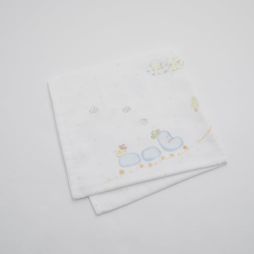 ガーゼブランケット　手描汽車くん