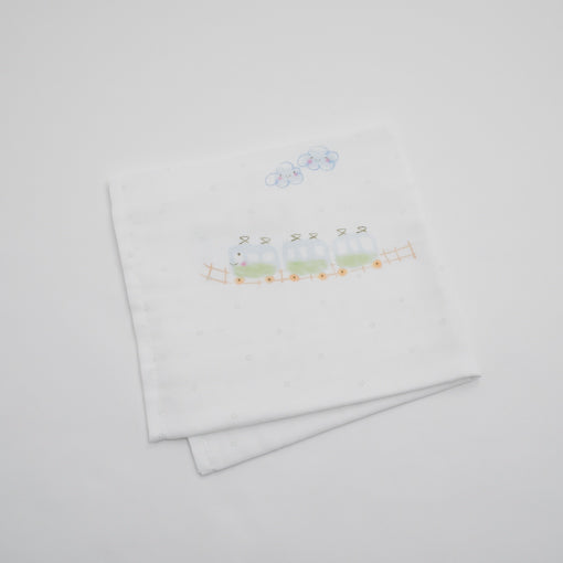 ガーゼブランケット　手描電車