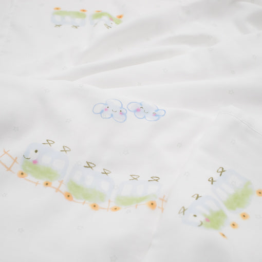 ガーゼブランケット　手描電車