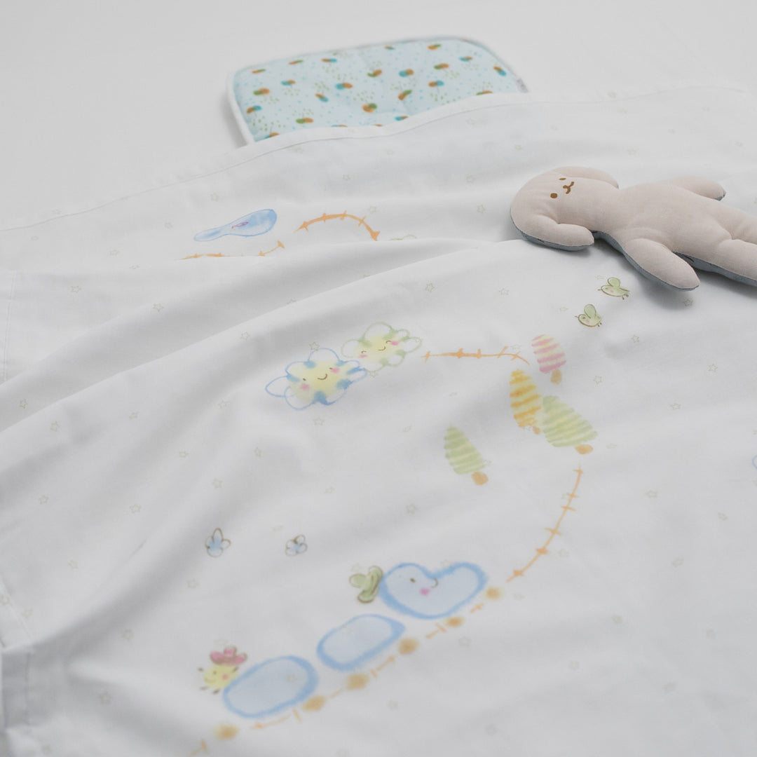 ガーゼブランケット　手描汽車くん