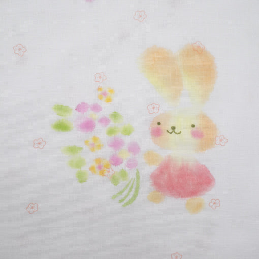 ガーゼブランケット　手描うさぎブランコ