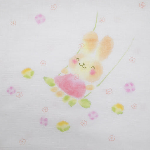 ガーゼブランケット　手描うさぎブランコ
